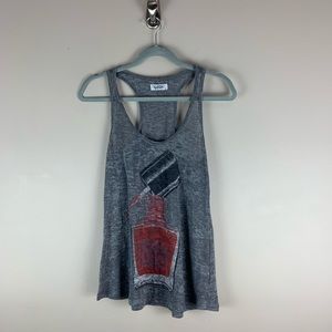 Lauren Moshi Grey Graphic Nail Polish Tank size S
